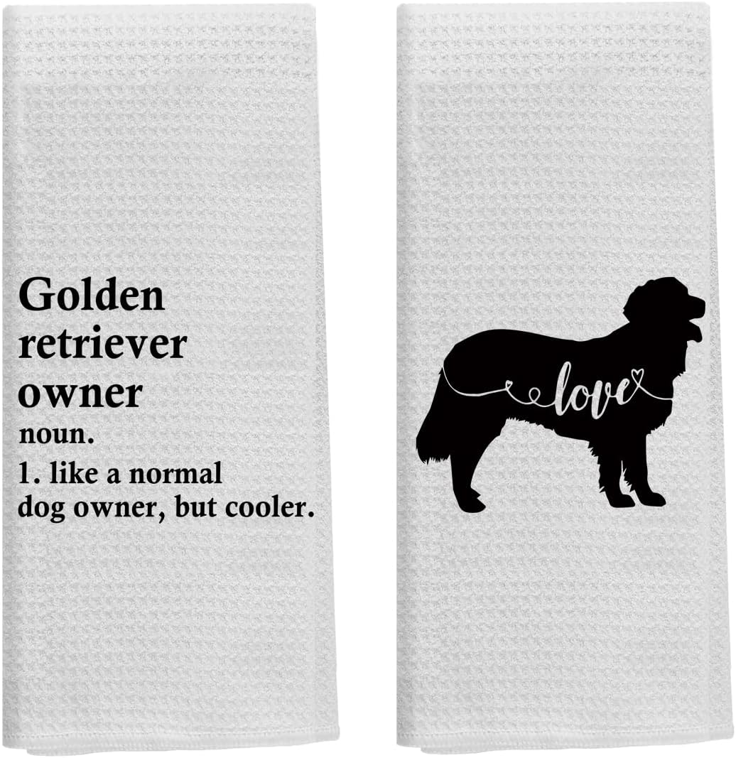 Set of 2 Delightful Dogs Cotton Kitchen Tea Towels 50 x 70 cm Golden Retriever main image 0