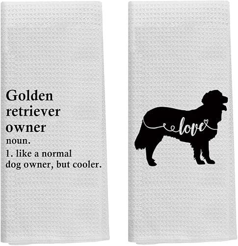 Golden Retriever Owner Definition - Juego de 2 toallas de cocina divertidas para perros, 16 x 24 pulgadas, suaves y absorbentes, divertidas toallas Golden Retriever Owner Definition - Juego de 2 toallas de cocina divertidas para perros, 16 x 24 pulgadas, suaves y absorbentes, divertidas toallas