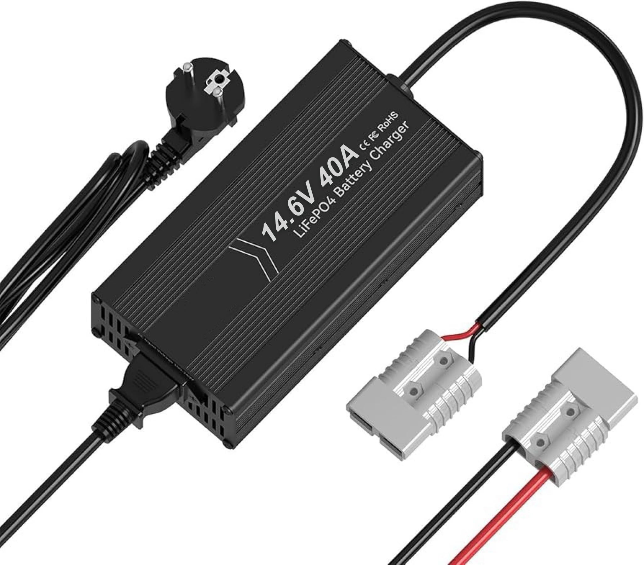 WoMo Solor - Cargador inteligente de batería LiFePO4 de 14,6 V y 40 A para baterías de fosfato de litio y hierro de 12,8 V, adaptador Anderson, indicador LED especialmente diseñado para baterías de