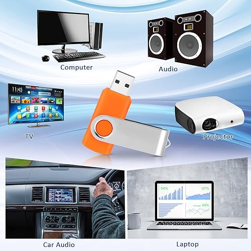 Miniatura 7 de Paquete de 50 unidades flash USB a granel con cordones USB 2.0, unidad flash giratoria de almacenamiento a granel con luz LED para almacenamiento de