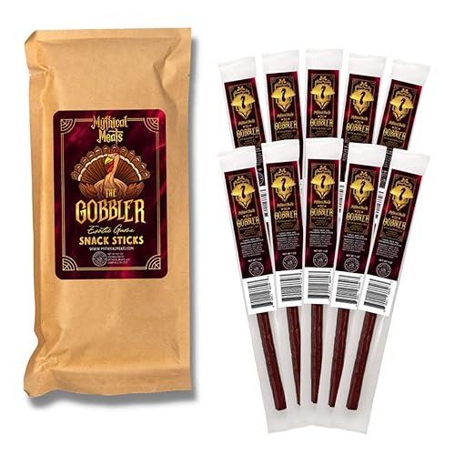 Mythical Meats The Gobbler - Paquete de edición limitada 10 palitos de pavo y carne de res y arándanos Carne seca y deshidratada sazonada a la