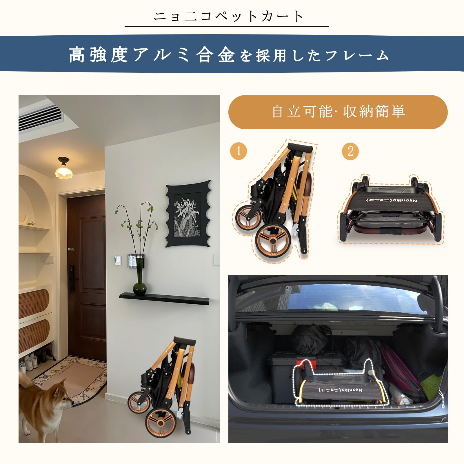 Amazon.co.jp: [Nyoniko(ニョニコ)]ペットカート 分離型 自立