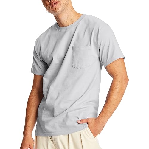 Hanes Men's Heavyweight Pocket T-Shirt, Beefy-T Full-Cut Cotton Pocket Tee for Men, Crewneck T-Shirt For Men, 1 or 2 Pack