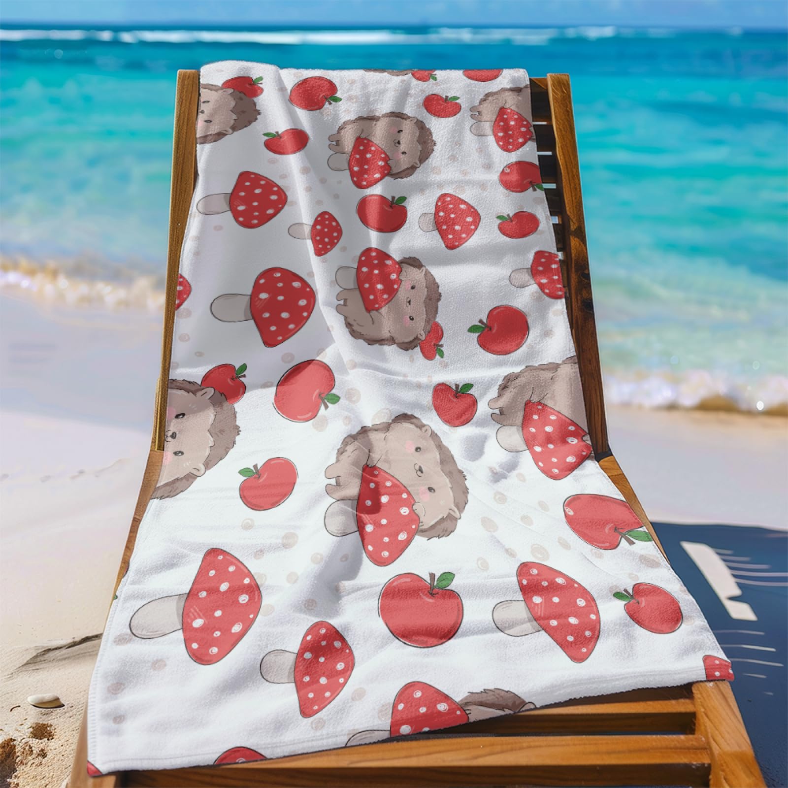 Mikrofaser Handtuch Groß 100X180 Braune Tiere Rote Pflanzen Strandtuch Kompakt Für Reisen Sport Und Strand Schnelltrocknend Als Sauna und Badetuch Groß Fitness Schwimmen