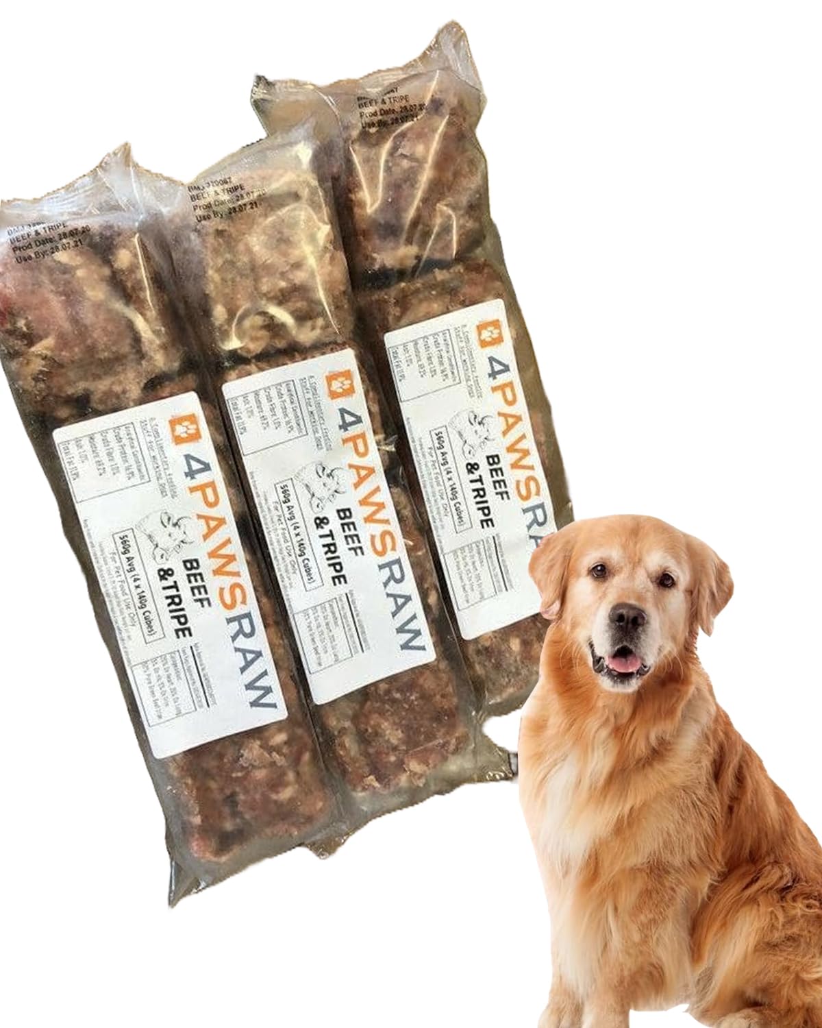 4PAWSRAW Beef & Tripe Mince Adult Dog And Puppies Raw Food Premium Frozen Meat 11.2kg