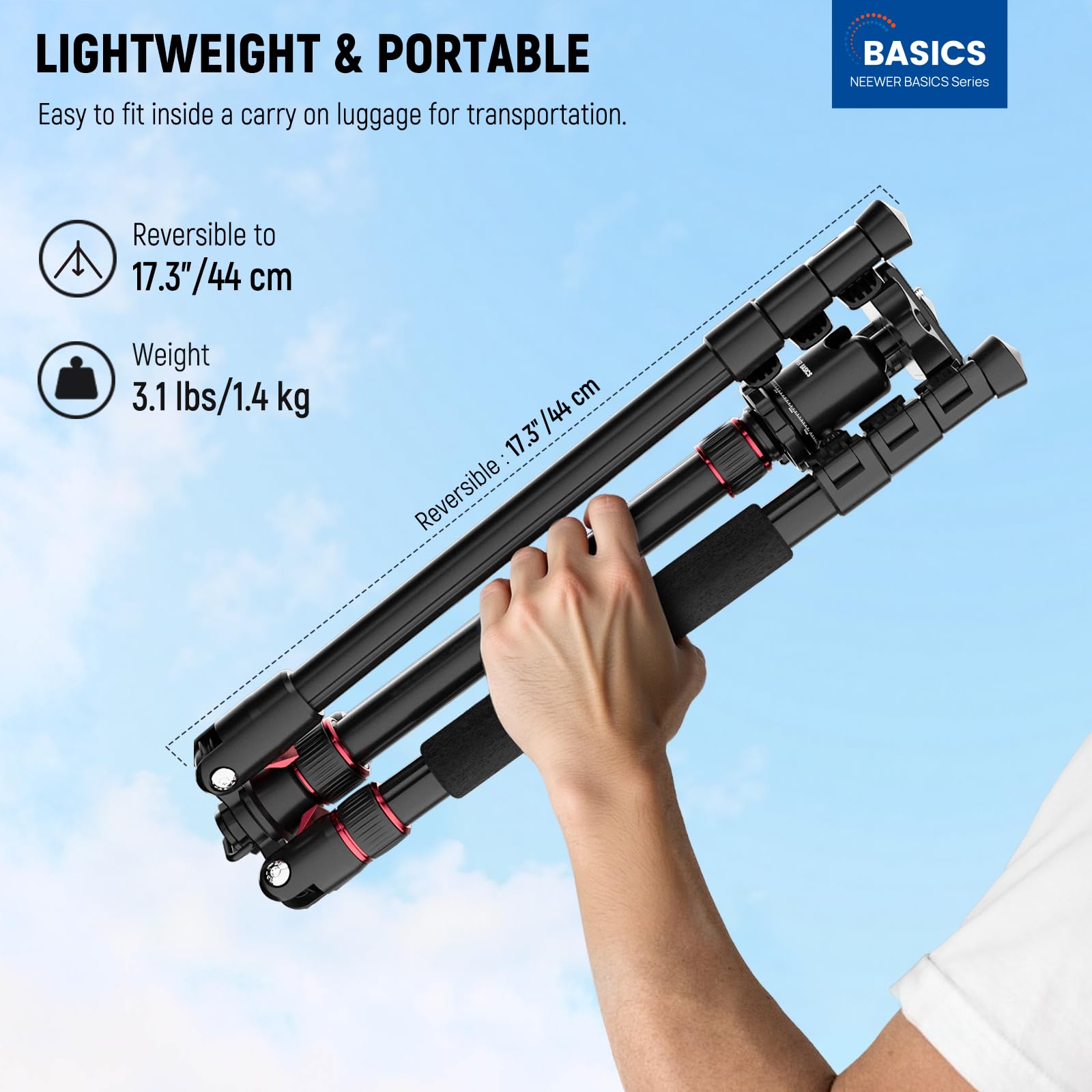 NEEWER BASICS Statyw monopod do aparatu, 180 cm Aluminiowa przenośna podpórka podróżna na telefon komórkowy DSLR z główką kuli 360° Uchwyt na telefon kompatybilny z iPhone do nagrywania wideo, TP15