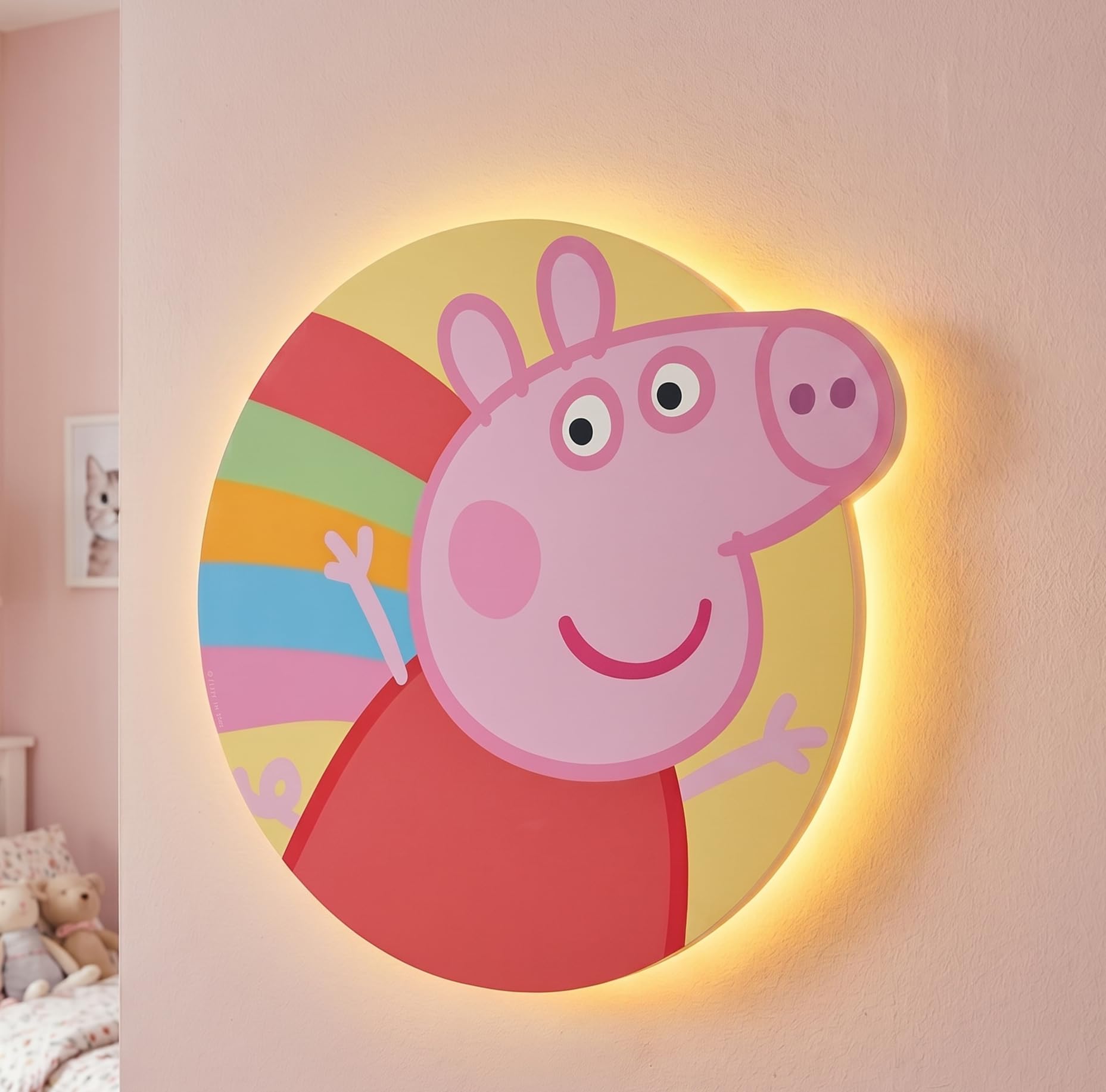 Themed Multicolour Peppa Pig Rainbow Led Backlit Wallpop