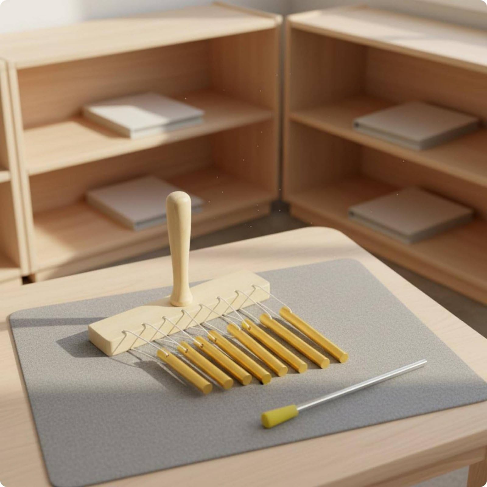Campana Musical Infantil Carillón Metalófono Xilófono Campanillas con Base de Madera Lisa y Tubos de Aluminio Ofrece Toque Suave y Notas Definidas, Rojo