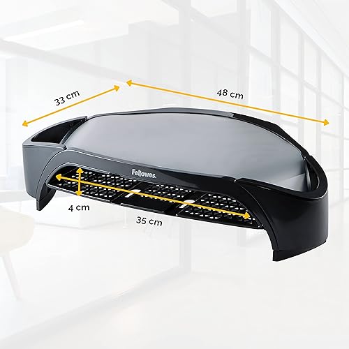 Miniatura 6 de Fellowes Smart Suites Monitor Riser Plus, 4.0 in de alto x 18.4 in de ancho x 13.0 in de profundidad, negro