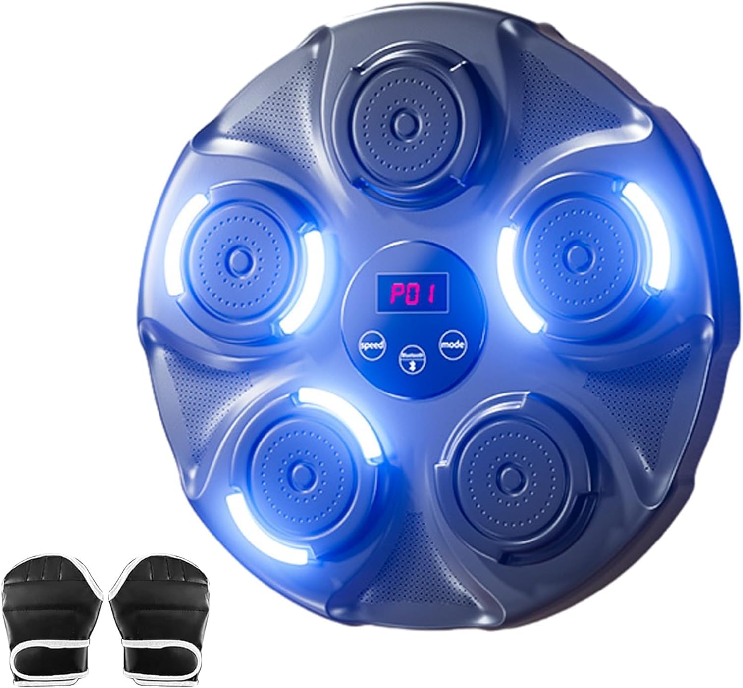 Wooa Music Boxing Machine, Smart Bluetooth Boxing Machine Wall Mounted, Boxing Training Punching Equipment, Home Workout Musical Boxing Machine with Gloves (Blue)