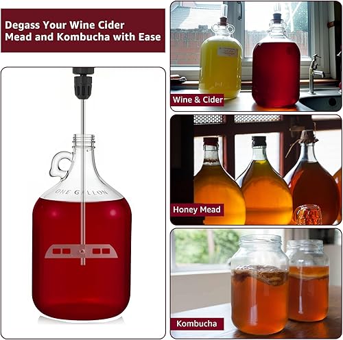 Miniatura 6 de Agitador de desgasificación de cerveza de vino de 16.5 pulgadas para elaboración de vino, varilla mezcladora de acero inoxidable con paletas, mezcla