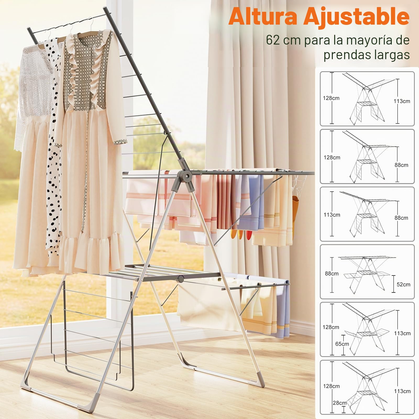 Innotic Tendederos Plegables Portátil Plegado o desplegado en 3 Segundos Ahorra Espacio Tendedero de Ropa para Exterior y Interior (Gris-2)