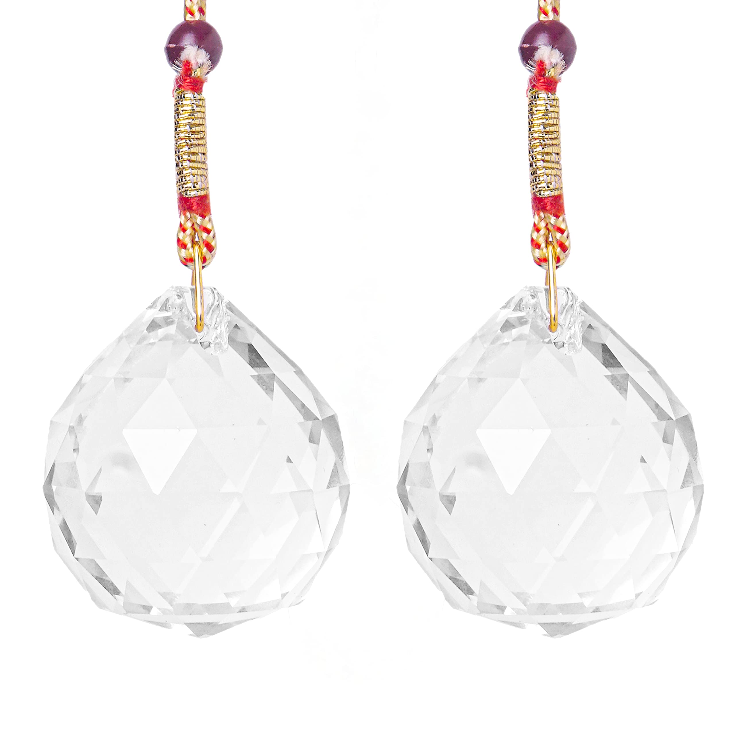 Clear Crystal Hanging Ball Sun Catcher for Positive Energy and Good Luck Prosperity Size 40MM Pack of 2 by REBUY