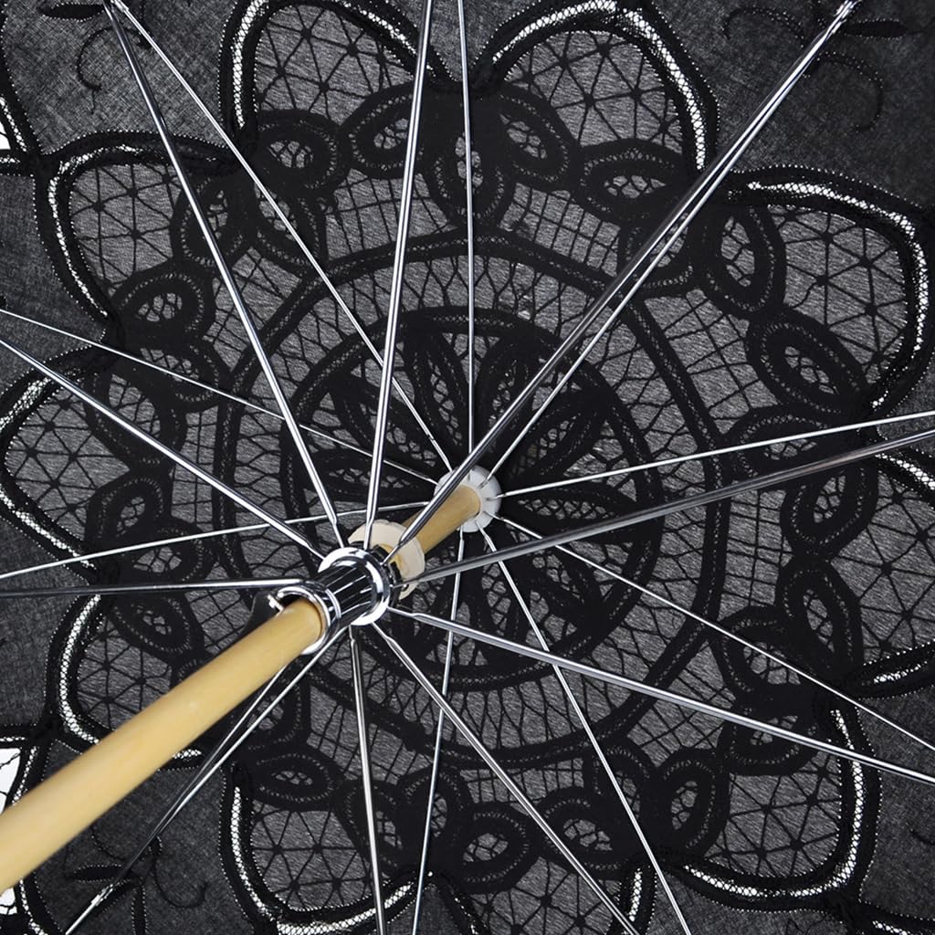 TopTie Vintage Lace Parasol, Wedding Bridal Umbrella, Photograph Parasol, Party Decorations Supplies - Image 5