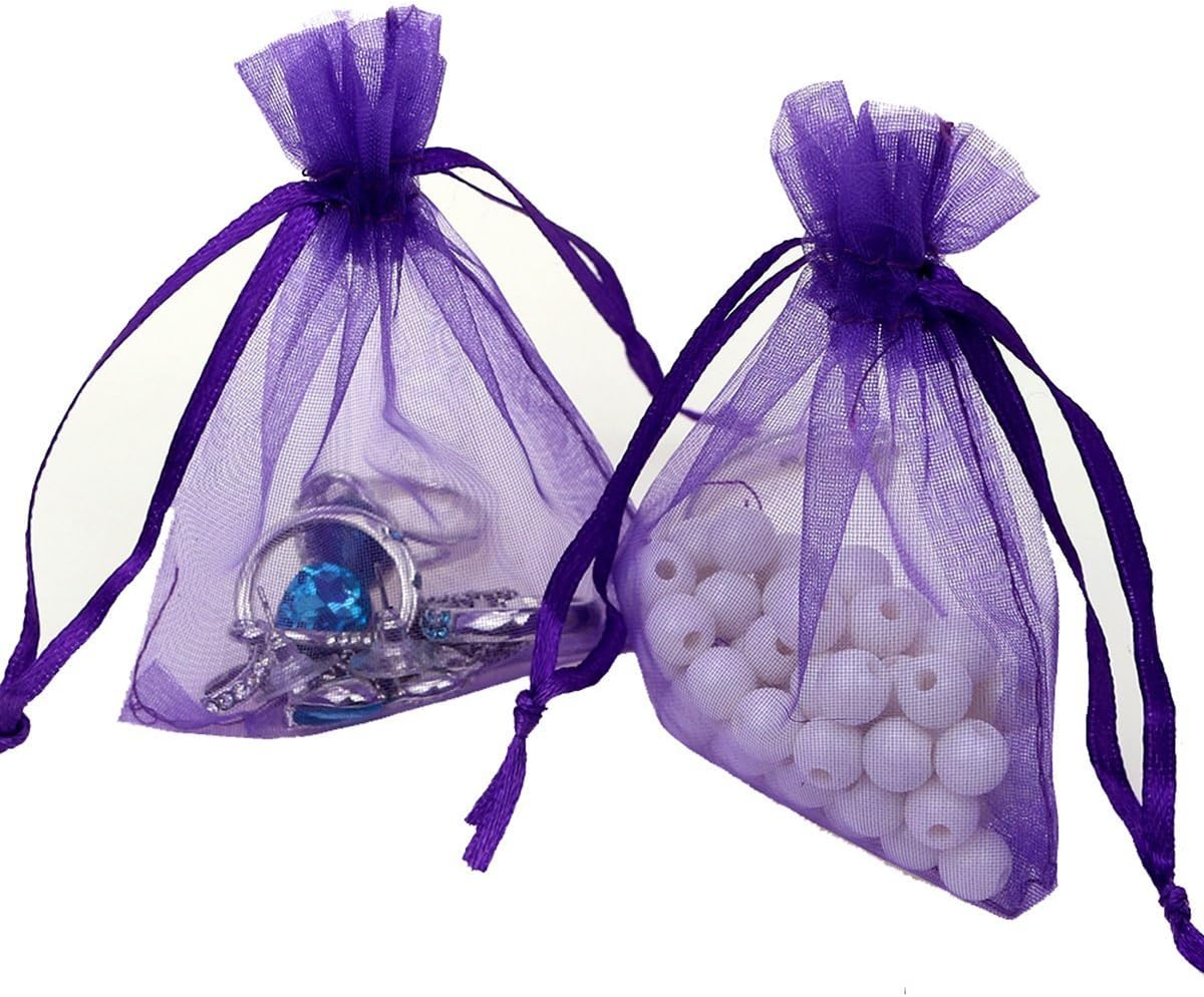 Organza Bags 100pcs 4 x 6 Inch Gift Bags Organza Drawstring Pouch Jewelry Party Wedding Favor Party Festival Gift Bags Candy Bags (Purple)