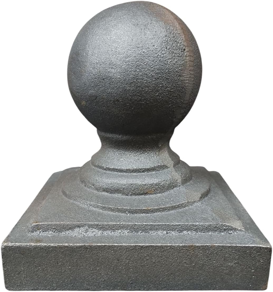 Square Post Ball Finial, Cast Iron, 1-6 Inch Sizes, Weldable Fence Post Cap, Unfinished (3" x 3", 4)