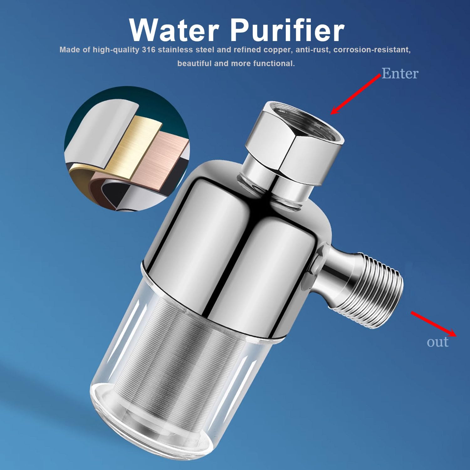 Tap Filter, GEBAUM Water Filter with 1/2 Inch Internal and External Thread, Filters Impurities in the Water - Image 2