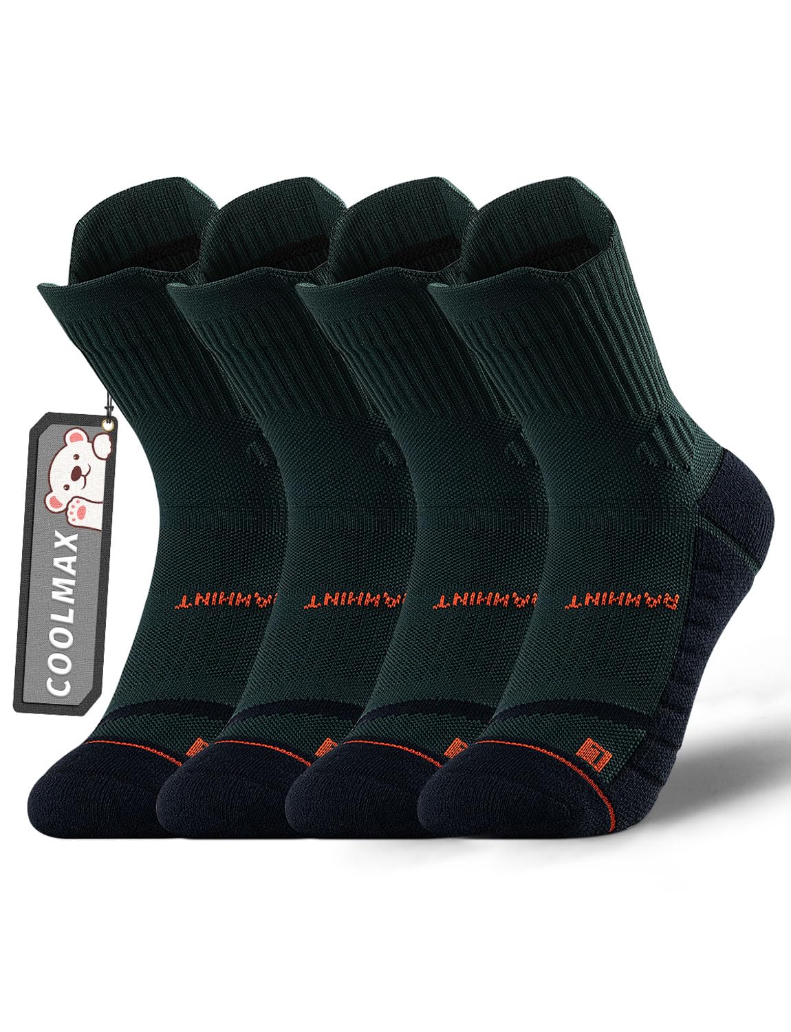 Rahhint Coolmax Compression Boys Youth Running Basketball Socks 4 Pairs Cushion Quarter Anti-Blister Athletic Socks
