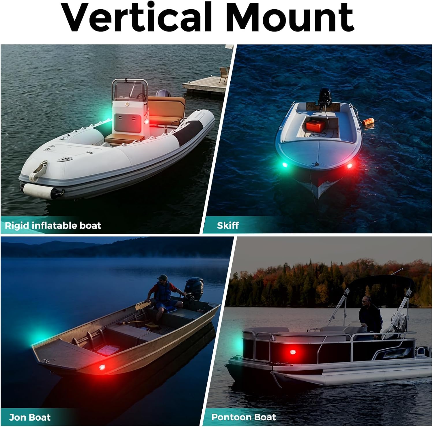 Marine Navigation Lights Bow Lights for Boats Led,USCG 2NM Waterproof Red And Green Boat Running Lights for Pontoon,Skiff,Yacht,Jon Boat