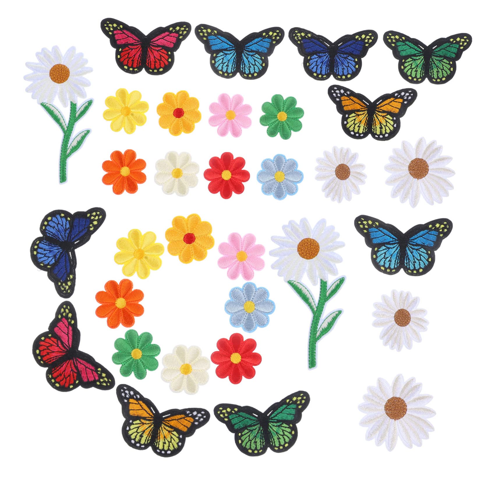 EXCEART 195 Stk Gestickter Stoffaufnäher Blumenbeete Für Kinder Dekorative Patches Abzeichen Annähen Frühlingsblumenbeete Gestickte Blumenflecken Patch-jeans Jahrgang Polyester Kombination