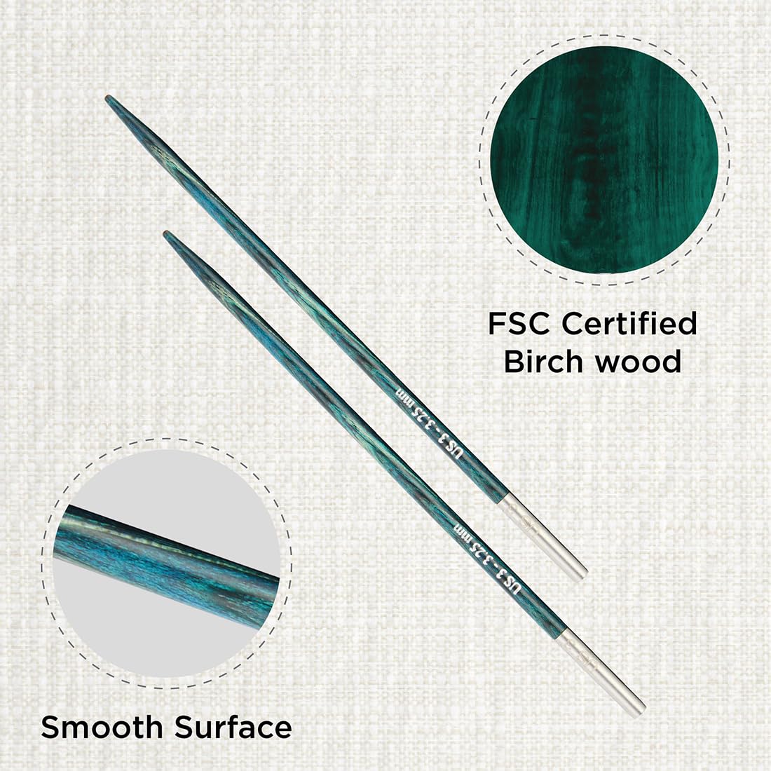 KnitPro Dreamz Interchangeable Circular Needles 4" (10cm), Royale Blue, 3.25mm - Image 2