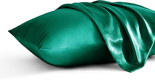 Vista 14 de BEDSUM Paquete de 2 fundas de almohada de satén de seda King para cabello y piel, suaves y lujosas, fundas de almohada con cierre de sobre, 20 x 36