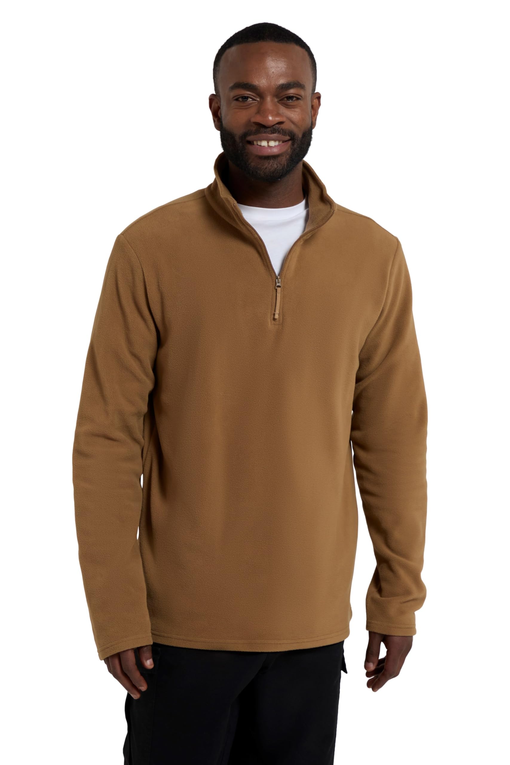 Mountain Warehouse Camber II Mens Half-Zip Fleece - Lightweight & Quick Dry, Breathable Antipill Microfleece - For Spring Summer, Outdoors, Travelling & Hiking Beige XXS