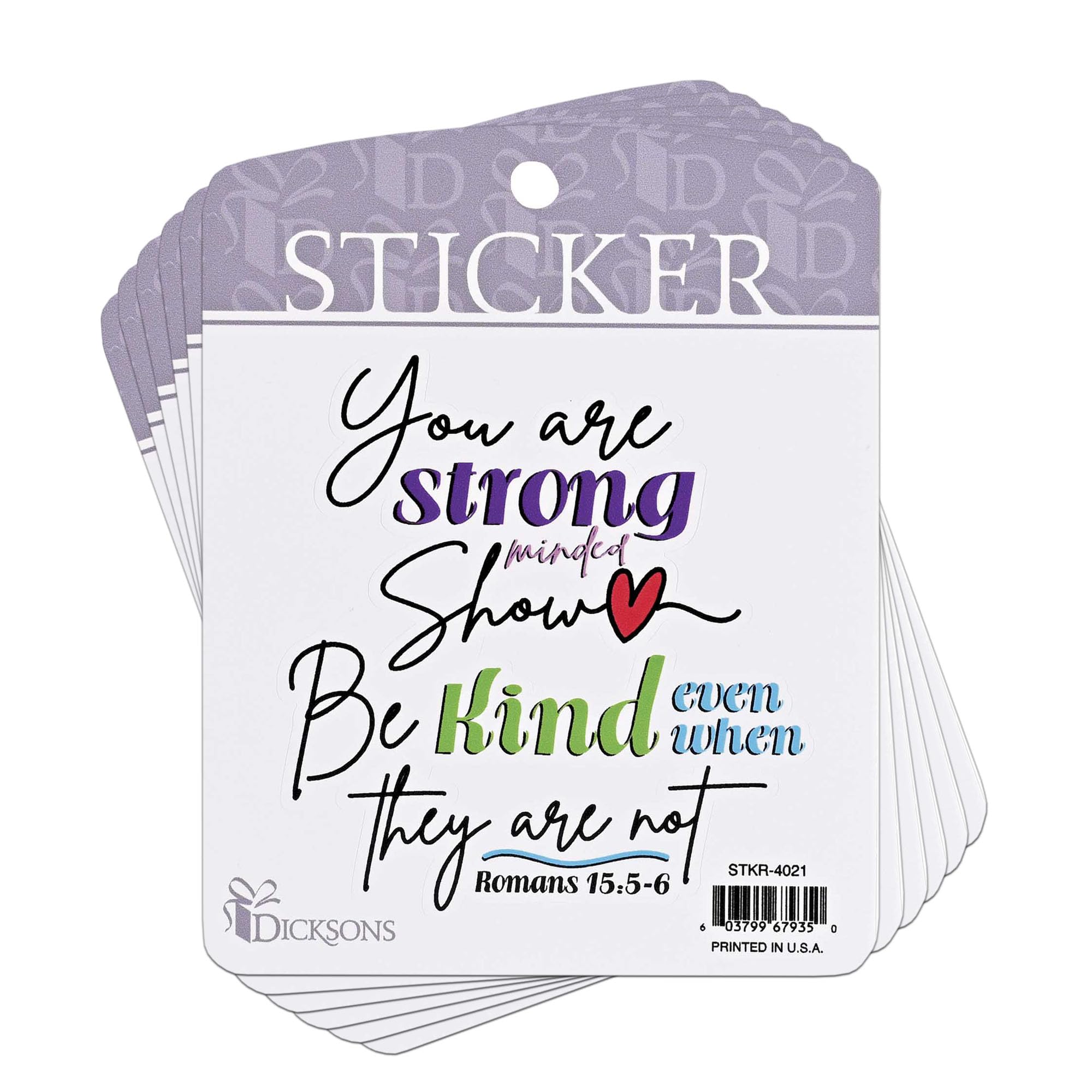 Dicksons Adhesive Sticker Decal for Journaling, Scrapbooking, and Accessory Personalization 3.75 x 4.75 Vinyl You are Strong Minded - Pack of 6