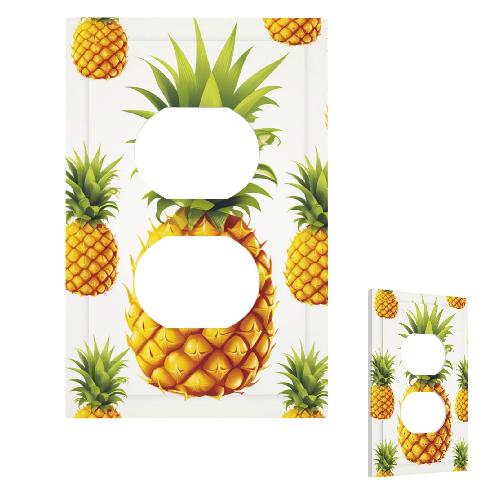 Yellow Pineapple On White Background Illustration Wall Plate Cover Modern Decorative 1 Gang Light Switch Cover Unbreakable Receptacle Outlet Covers For Living Room Bedroom Home Decor Duplex