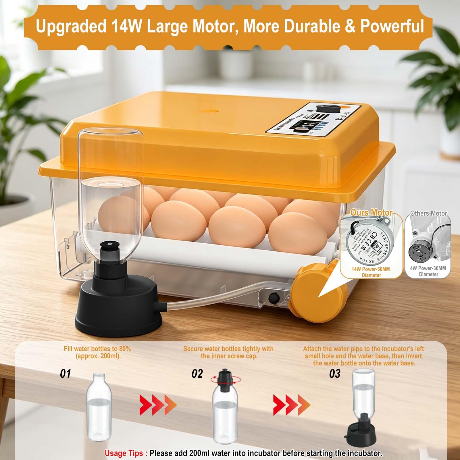 Incubadora Huevos Gallina, Incubadoras De Huevos Automaticas Con Control Temperatura & Volteador, Suministro De Agua | Ovoscopio, Para Gallina/Pato/Codorniz