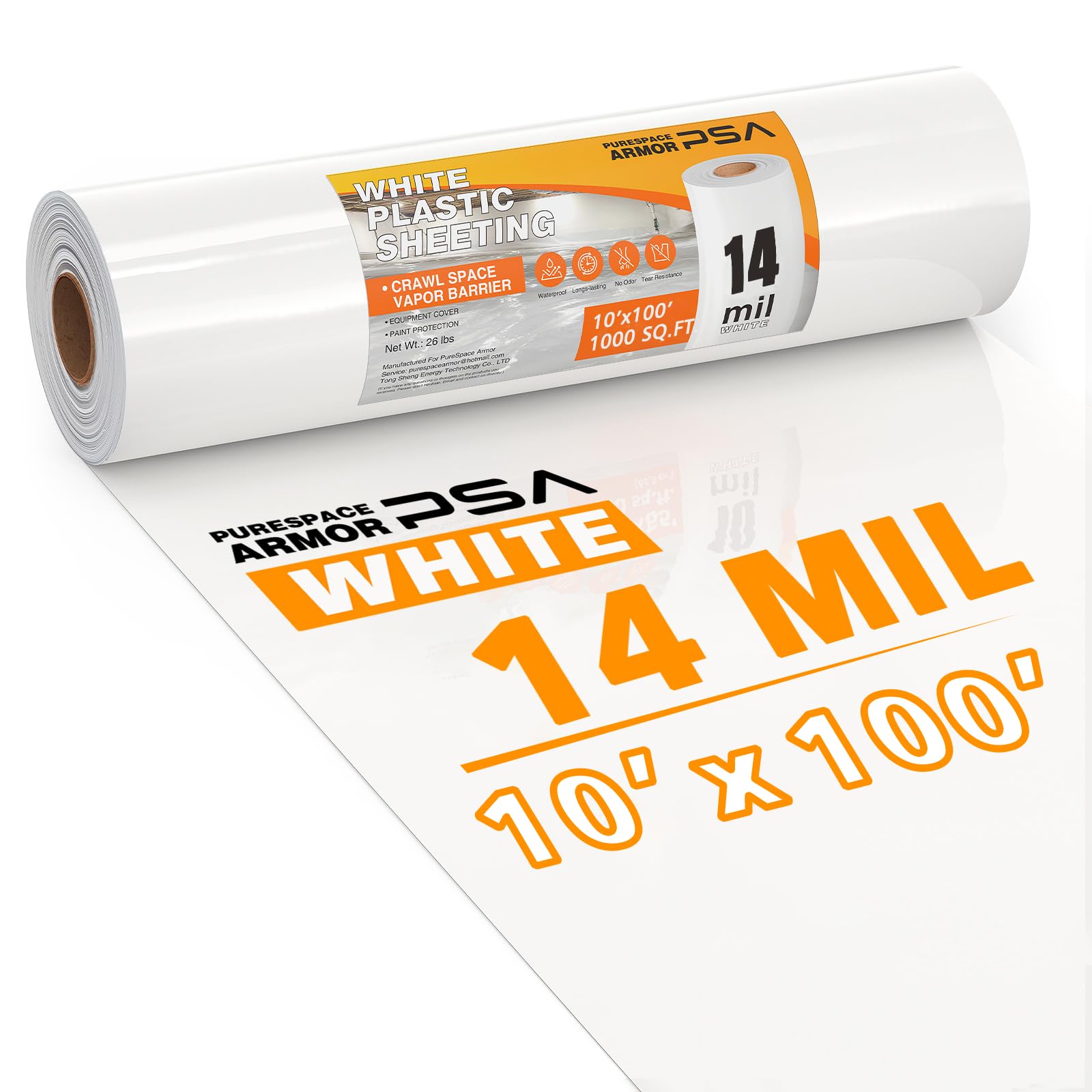 PureSpace Armor Crawl Space Vapor Barrier 14 Mil 10' x 100'