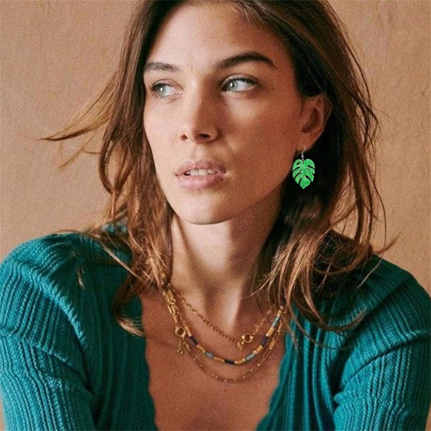 WCRAZYE Green Palm Leaf Dangle Earrings for Women Lightweight Resin Tropical Green Plant Charms Earring Acrylic Boho Tropical Bird Earrings Fashion Summer Beach Holiday Jewelry Unique Gifts Nature Lover - Image 4