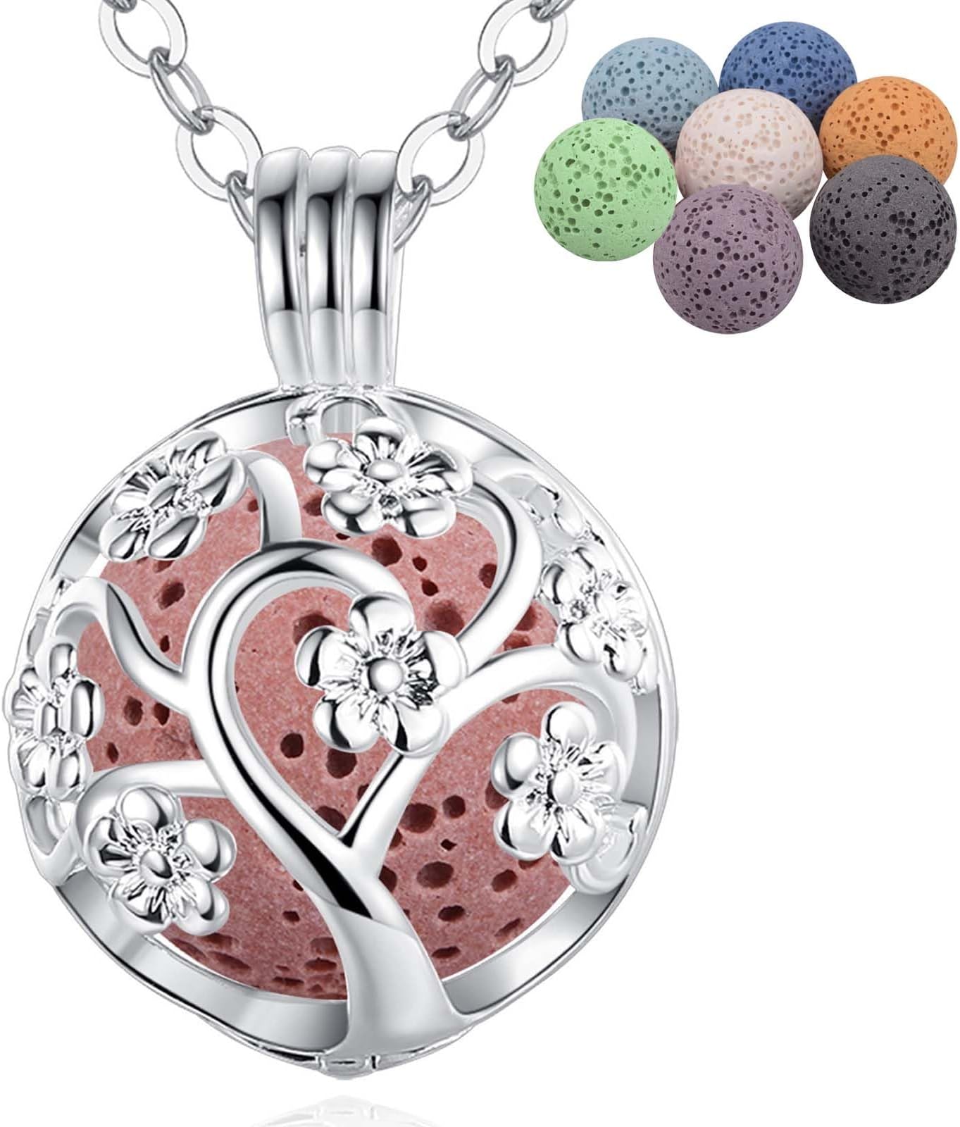 Long Necklaces for Women Aromatherapy Essential Oil Diffuser Dream catcher Pendant Silver Plated Boho Diffuser Inspirational Naughty Anxiety Birthday Gift for Her Women
