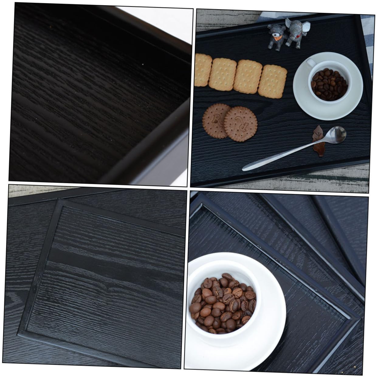 Bandeja de Madera Decorativa Retro para Servir Snacks, Decoración de Sala y Eventos Navideños