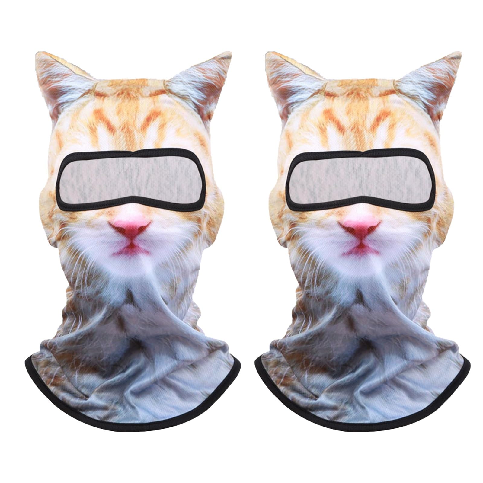 Winter Balaclava Cat Ski Mask Windproof with Ears Cute Full Face Shiesty Mask Animal Ski Face Mask for Outdoor Hiking Riding(2pcs-Type-A)