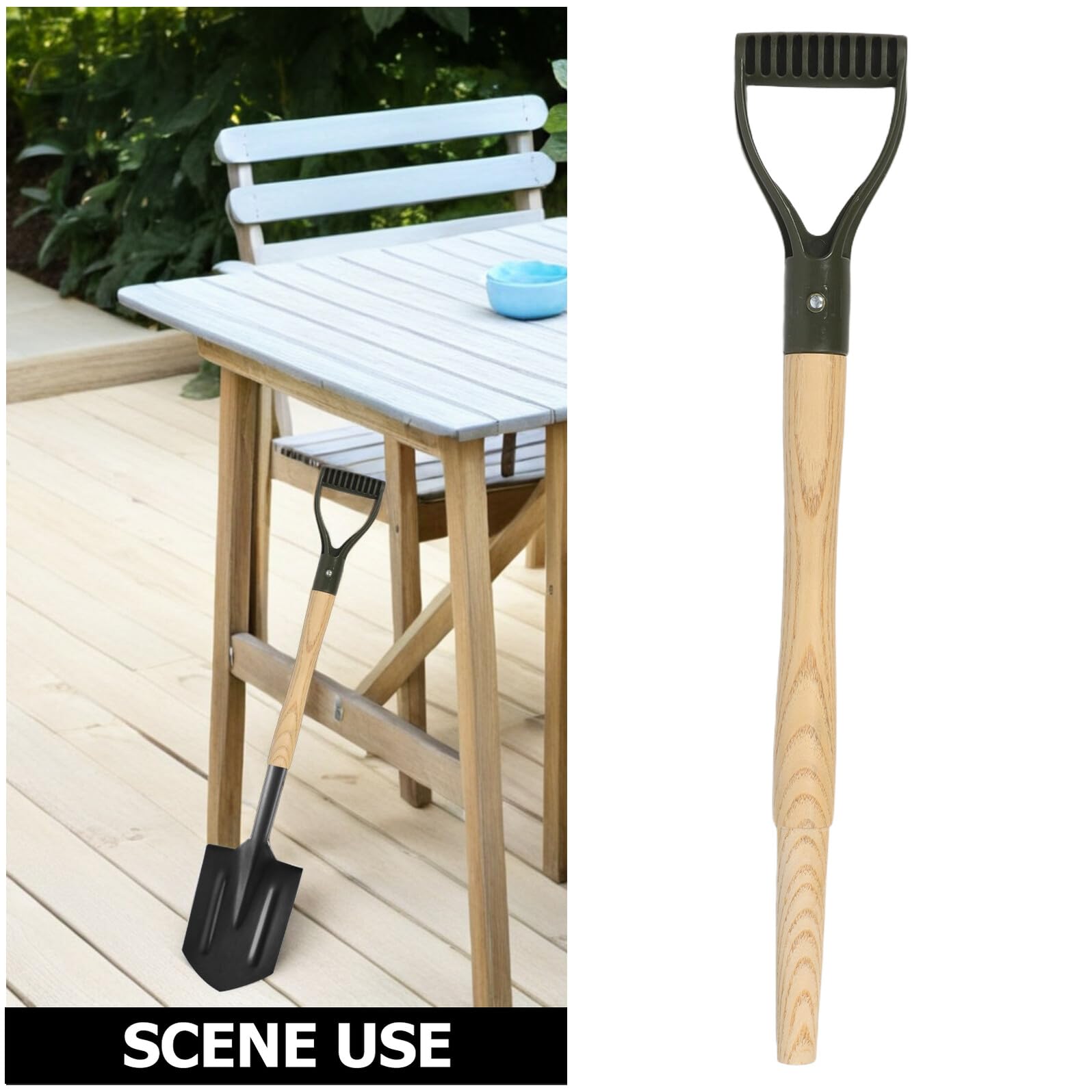 Toyvian 2 Piezas Mango de Pala de Madera para Jardinería Ergonómico Antideslizante de 58 Cm con Agarre en Forma de D para Azadas y Palas de Nieve en Labores de Excavación