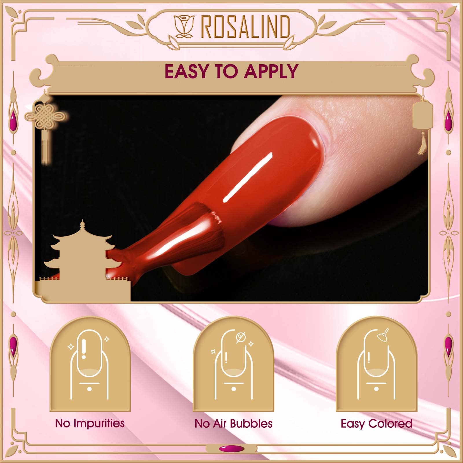 ROSALIND Esmaltes Semipermanentes Rojo Rosa Rosa Claro Morado Oscuro 6 Colores Kit Pintauñas Semipermanentes Uñas de Gel UV LED Esmaltes en Gel Nail Polish Esmalte Uñas Valentín