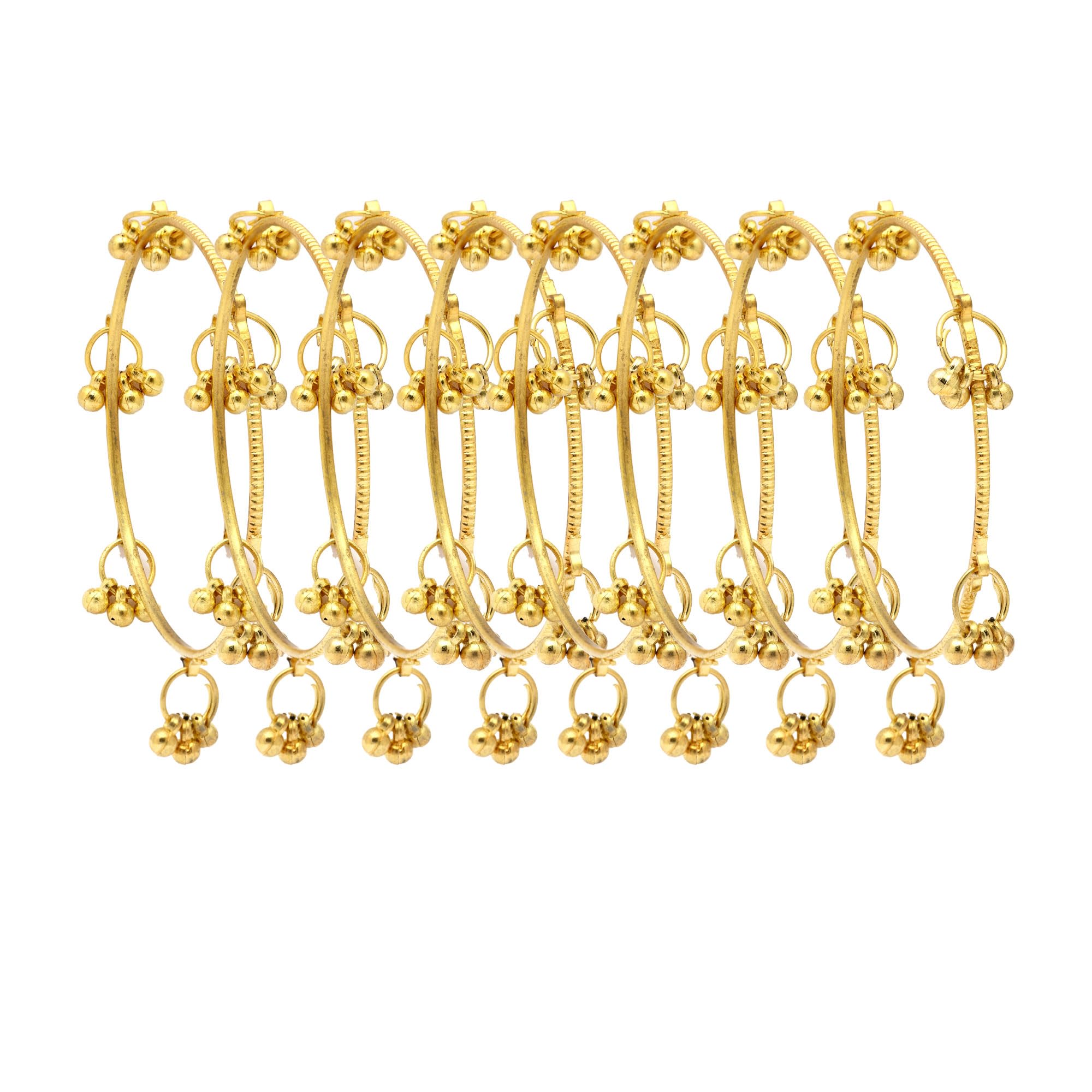 Kashmiri Ghungroo Set of 8 Bangles for Women Traditional Kashmiri Bohemian Style Metallic Kada Bracelet Set Ethnic Indian Lightweight Fashion Jewellery For Girls-image-48