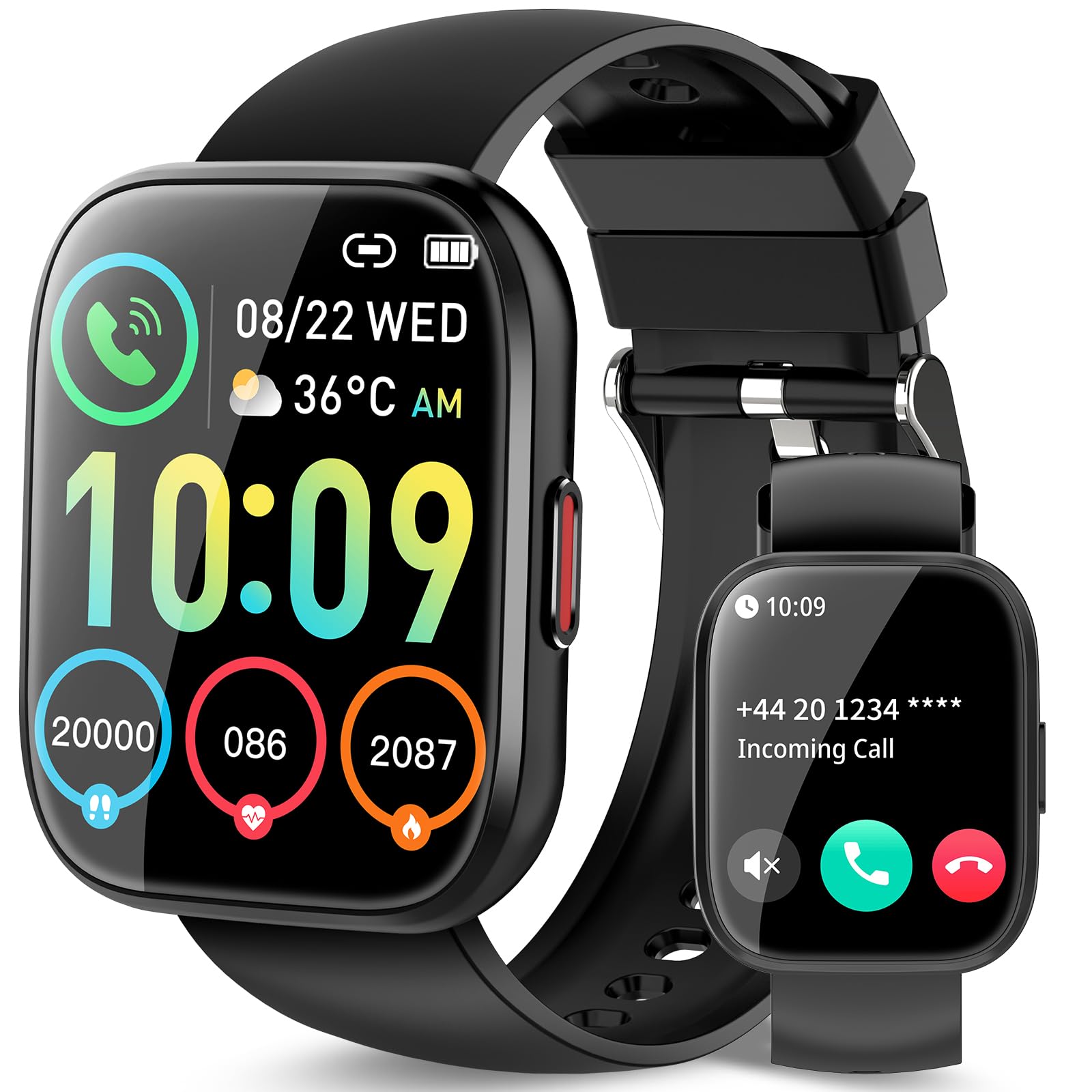 Smart Watch for Men Waterproof Smart Watches, Fitness Tracker, Pedometer, Smartwatch for Android iOS,Black