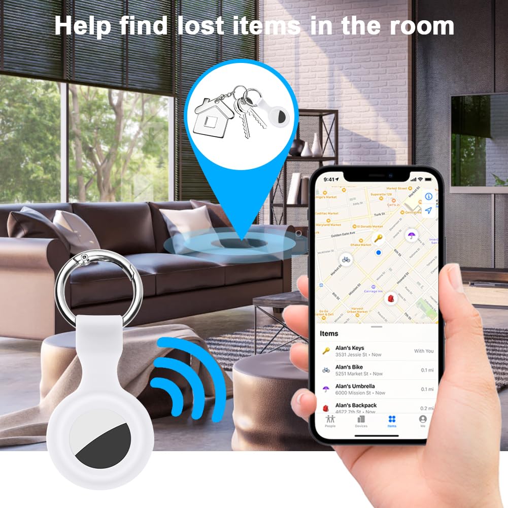 Ainiv Llavero para AirTag, 1 Pieza Llaveros para AirTag Funda Protectora de Silicona, Localizador Keychain Portátil Antipérdida, Protectora Funda Mascotas y Mochilas — view 5