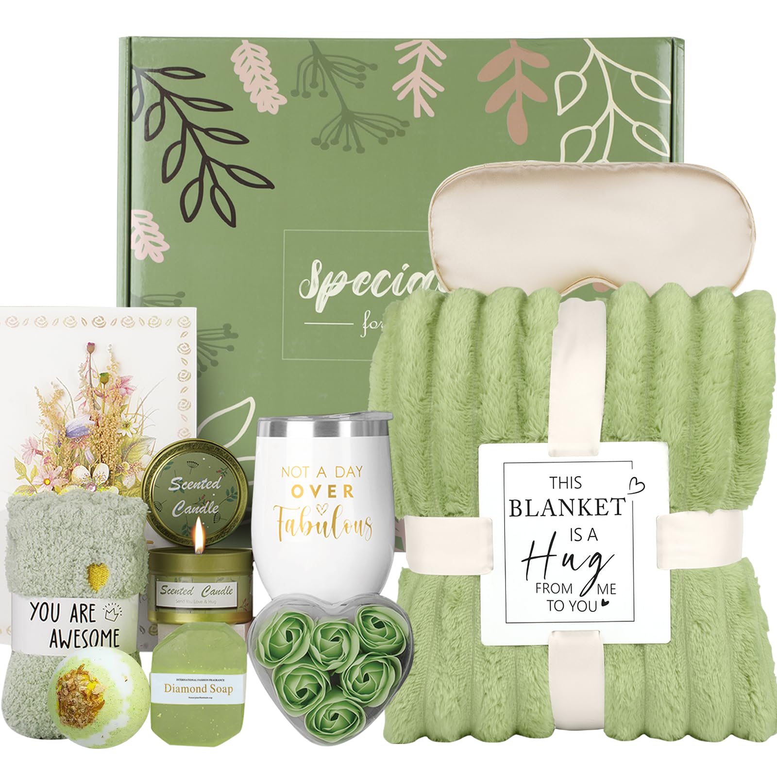 Valentines Day Gifts Basket,Birthday Gifts for Women Her Friend Sister Wife Coworker,Self Care Get Well Soon Care Package Box,Cozy Relaxing Spa Set,