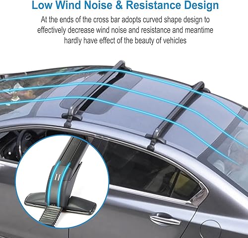 Miniatura 7 de KOCASO Barras transversales universales para portaequipajes, 48 pulgadas de aluminio con cerradura antirrobo, marco de ventana ajustable para techo