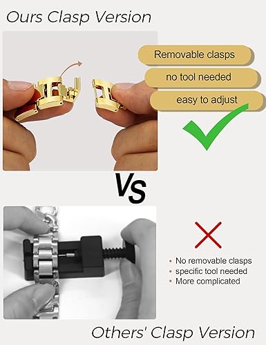 Miniatura 7 de JR.DM Correas de reloj doradas para mujer, compatibles con Apple Watch Band de 1.496 pulgadas, 1.575 pulgadas, 1.614 pulgadas, correa de metal