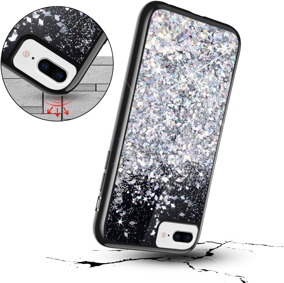 Caka iPhone 6S Plus Glitter Case, iPhone 6 Plus 6S Plus 7 Plus 8 Plus Case for Women Girls Liquid Flowing Sparkle TPU Case for iPhone 6 Plus 6S Plus 7 Plus 8 Plus (5.5 inch) (Silver)