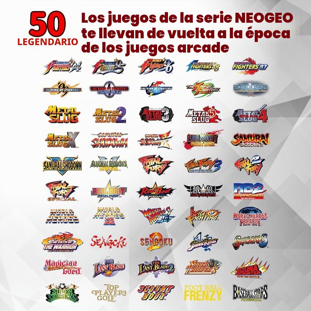 UNICO MVSX Arcade con Base Combinación, 50 Juegos Retro con Licencia Oficial de SNK precargados, Admite Dos Jugadores para Jugar Juegos simultáneamente