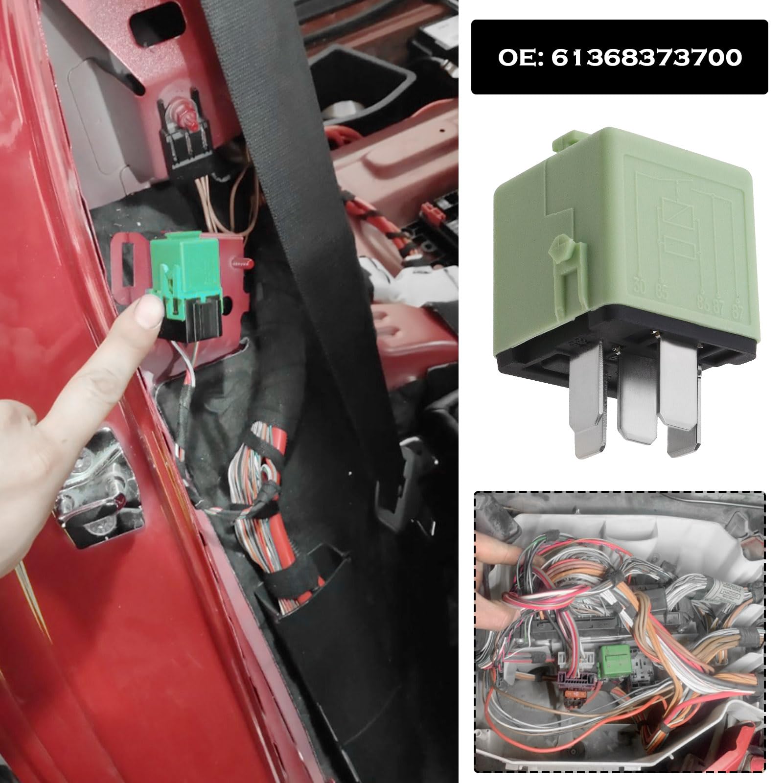 Relè Multiuso per Pompa dell'Aria per Auto, relè 61368373700 12 V relè automobilistico Compatibile con BMW Serie 1 E81 E87 E88 E82 F20 E87 LCI, Bianco Verde