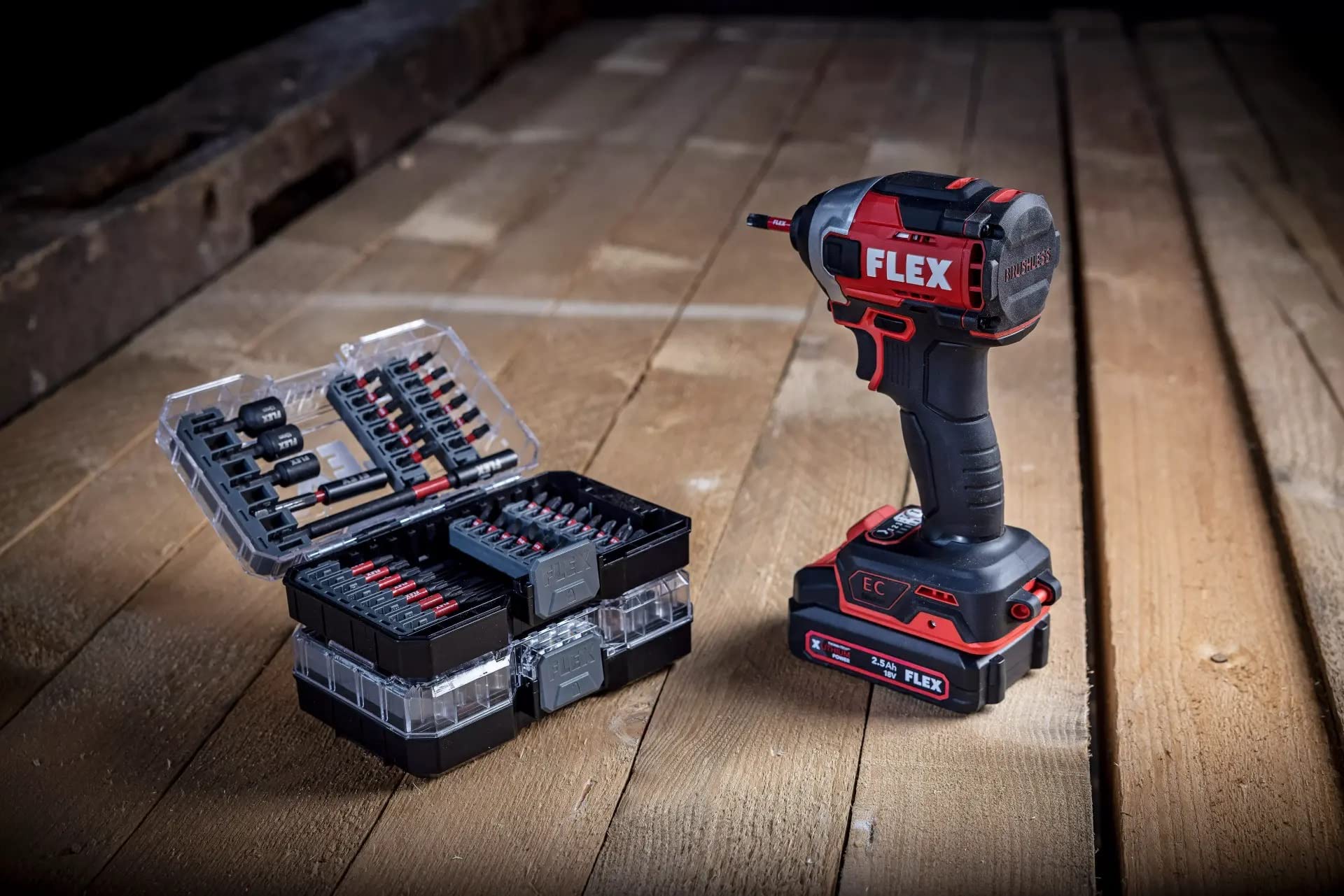 Flex Akumulatorowa wkrętarka udarowa 18 V ID 1/4" 18,0-EC-HD (bez akumulatora, z wyrzutem bitów, wiertło z silnikiem bezszczotkowym, wysoka sprawność, długa żywotność) 520764
