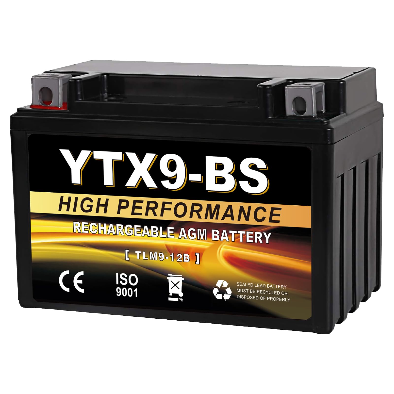 Photo 1 of Daakmax YTX9-BS 12V 9Ah AGM Sealed Motorcycle Battery, Maintenance-Free, Compatible with Honda Polaris Suzuki, Replacement for YTX9-BS, ETX9, GTX9-BS