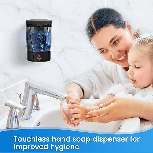 Miniatura 2 de SVAVO Dispensador automático de jabón para montaje en pared, 20.3 fl oz21 onzas líquidas, dispensador de jabón de manos, bomba de sensor eléctrico