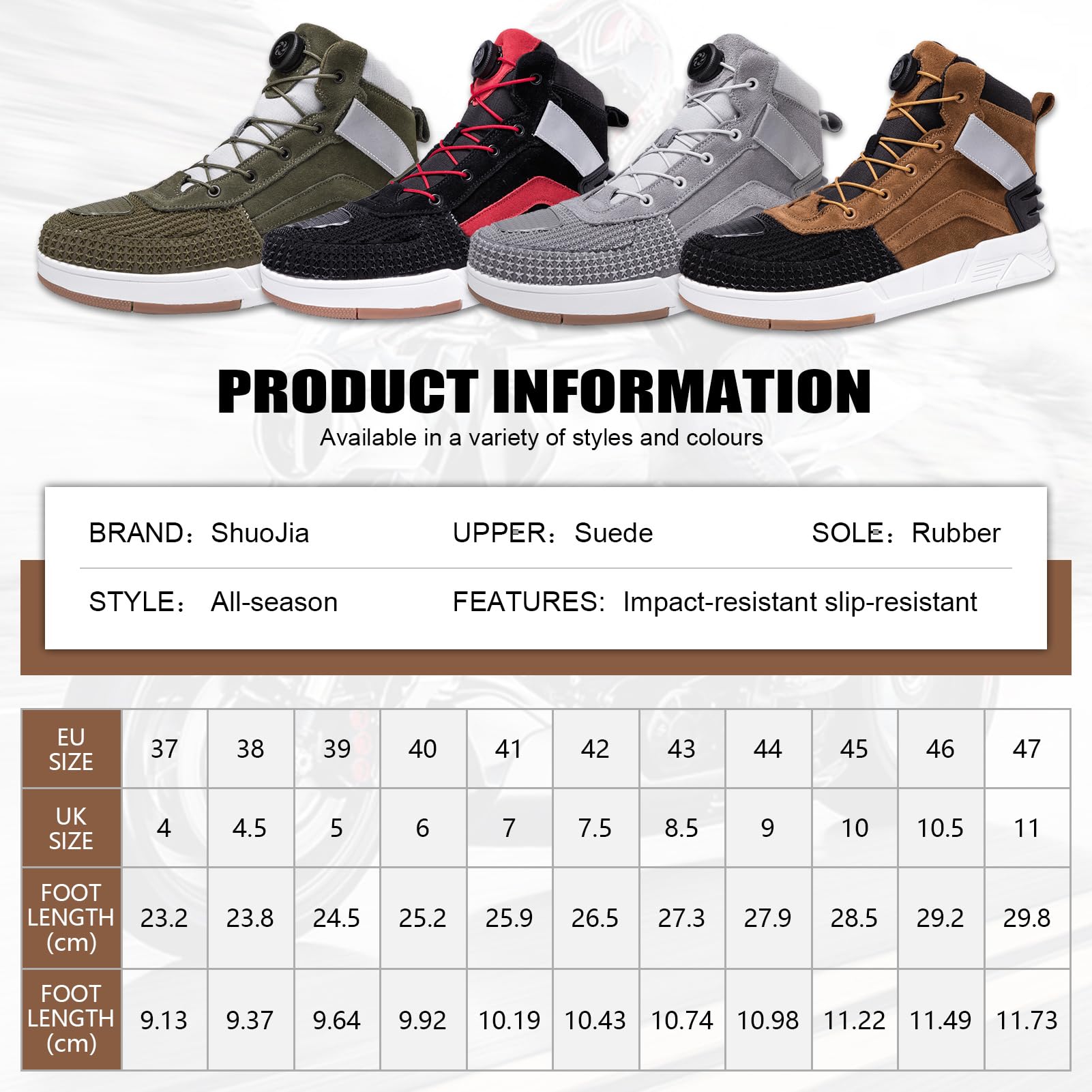 Scarpe da Moto Unisex, Stivali Motocross per Uomo e Donna, Sneaker Moto con Rinforzo alla Tallone, Scarpe da Ginnastica Protettivi Antiscivolo Attrezzatura da Guida